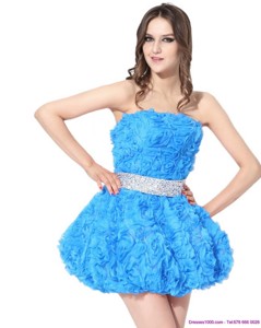 Cute Short Prom Dress With Rolling Flowers And Beading