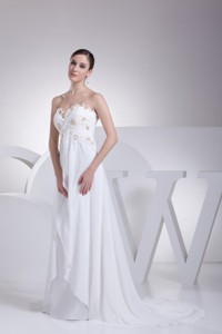 Empire Sweetheart Appliques Wedding Dress with Court Train 