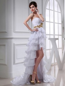 Spring Empire Sweetheart Ruffled Layers Chiffon High-low Wedding Dress