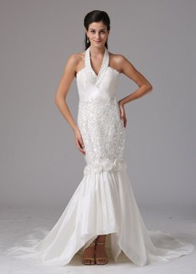 Hartford Connecticut City Mermaid Halter Wedding Dress With Beading In