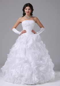 Ball Gown Wedding Dress With Ruffles and Strapless Floor-length In Carmichael California City 