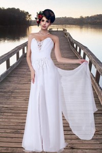 Simple Empire Sweetheart Brush Train Wedding Dress With Appliques