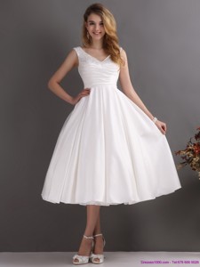 Popular Beaded Ruched Wedding Dress In White