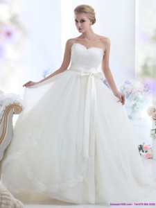 Pretty White Sweetheart Bridal Dress With Waistband