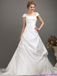Popular Square Lace Wedding Dress With Floor-length