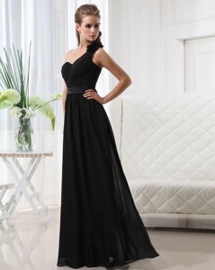 Modest Empire One Shoulder Prom Dress With Belt
