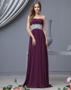 Beautiful Strapless Laced Prom Dress With Brush Train