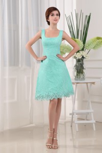Apple Green Square Mini-length Lace Prom Dress