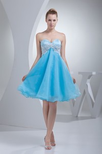 Sweetheart Appliqued Prom Homecoming Dress in Aqua Blue Organza