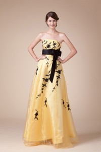 Bowknot Exclusive Empire Strapless Long Prom Dress