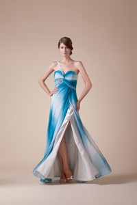 Empire Beaded Decorate Shoulder High Slit Long Prom Dress