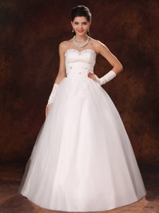 Sweetheart Beaded Tulle Modest Garden Wedding Dress Custom Made In Birmingham Alabama