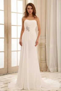 Simple Empire Princess Wedding Dress With Beading And Ruch In Outdoor