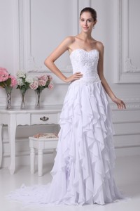 New Sweetheart Ruffles Appliques Bridal Gown With Chiffon