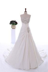 Romantic Embroidery And Beading Wedding Dress With Court Train
