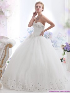 Perfect Ball Gown White Wedding Dress With Rhinestones