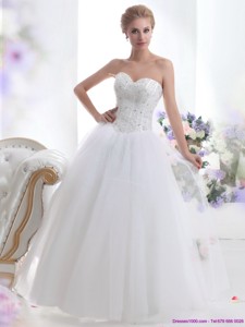 Modest Sweetheart A Line Wedding Dress With Beading