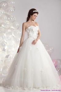 Perfect White Strapless Bridal Dress With Beading
