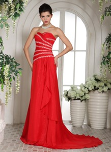 Wholesale Red Sweetheart Luxurious Prom Dress With Brush Train