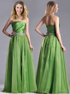Exclusive Strapless Beaded Decorated Waist Prom Dress with Side Zipper