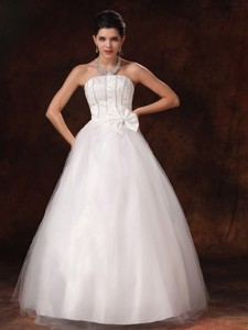 Auburn Alabama Bowknot Floor-length Customize Stylish Wedding Dress