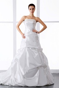 Elegant Wedding Dress With Beading and Ruching Court Train For Custom Made 