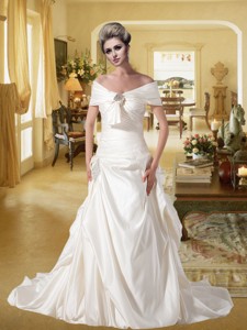 Gorgeous Sweetheart A Line Court Train Wedding Dress With Beading