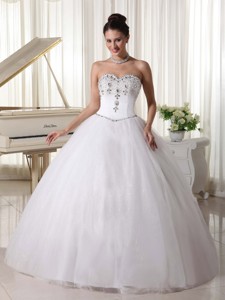 Organza Ball Gown Beaded Decorate Sweetheart and Waist With Rhinestones For Custom Made Wedding Dres