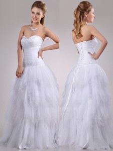 Popular A Line Sweetheart Tulle Bridal Dress With Beading