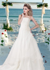 Custom Made Appliques Wedding Dress with Sweetheart 