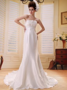 Custom Made Cheap Strapless Wedding Dress With Appliques