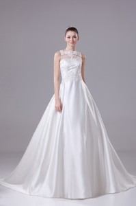 Bateau Neck New Princess Lace Wedding Dress