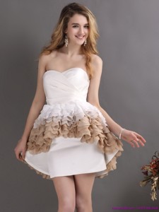 Perfect Pleated Sweetheart WhiteBridal Gowns with Ruffles 