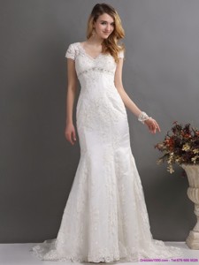 Luxurious Bateau Wedding Dress With Lace And Beading