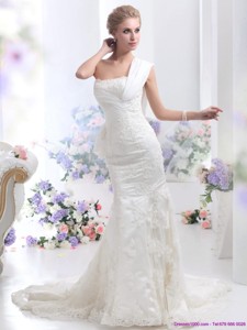 Beautiful White Mermaid Wedding Dress With Court Train And Lace