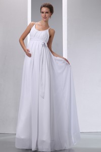 Elegant Empire Scoop Floor-length Chiffon Ruch Maternity Wedding Dress 
