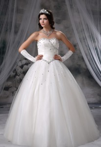 Logan Iowa Beaded Decorate Bodice Ball Gown Wedding Dress Tulle Floor-length