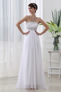 Strapless Beading and Ruching Backless Prom Dress
