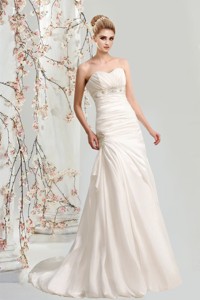 Cheap Sweetheart Sweep Train Wedding Dress with Lace Up 