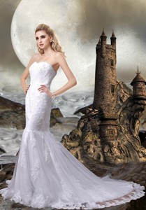 Lace Mermaid Sweetheart Wedding Dress With Lace Up