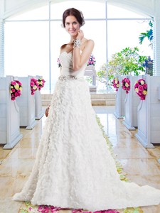 Affordable A Line Sweetheart Wedding Gowns with Appliques 