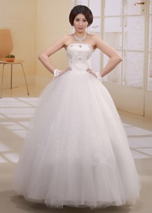 Simple Ball Gown Beaded Decorate Bust Wedding Dress With Bow Tulle In Kangasniemi Finland