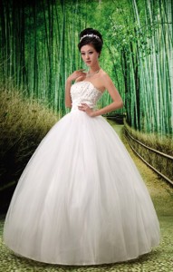 Lace-up Ball Gown Strapless Wedding Dress For Custom Made Floor-length 