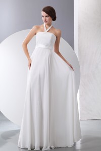 Simple Empire Halter Floor-length Chiffon Wedding Dress 