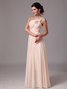 Beaded Decorate Shoulder Champagne Empire Hottest Prom Gowns With One Shoulder In Gulf Shores Alabam
