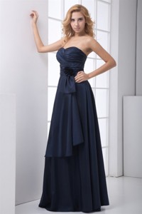 Simple Blue Column Sweetheart Floor-legnth Ruching Prom Dress