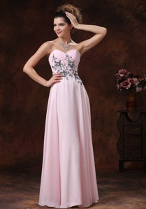 Sweetheart Baby Pink Prom Dress With Appliques Decorate Waist