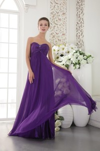 Eggplant Purple Empire Sweetheart Floor-length Chiffon Beading Prom / Evening Dress