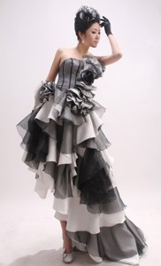 High-low And Ruffled Layers Prom Dress In Bad Salzuflen Germany With Hand Made Flowers