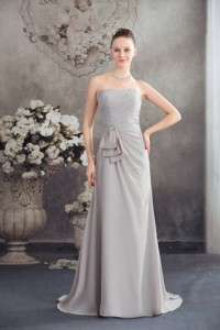 Beaded Strapless Empire Prom Dress With Brush Spring